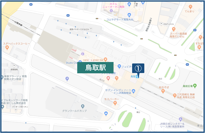 鳥取駅周辺の地図