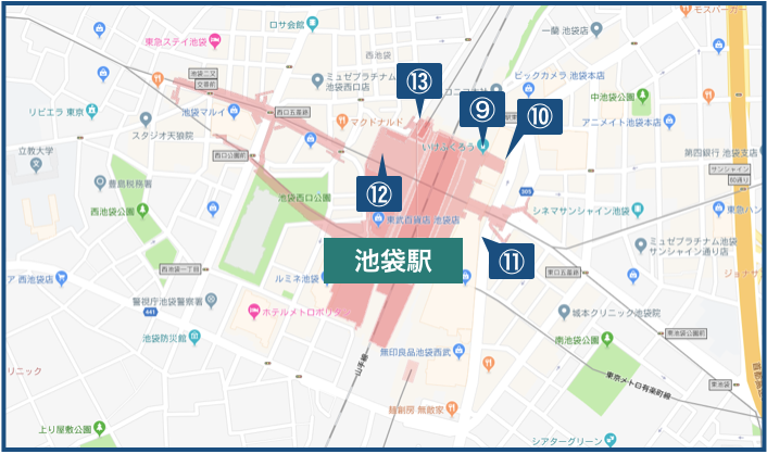 池袋周辺の地図