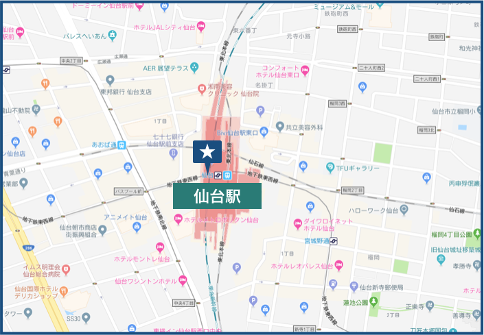 仙台駅周辺の地図