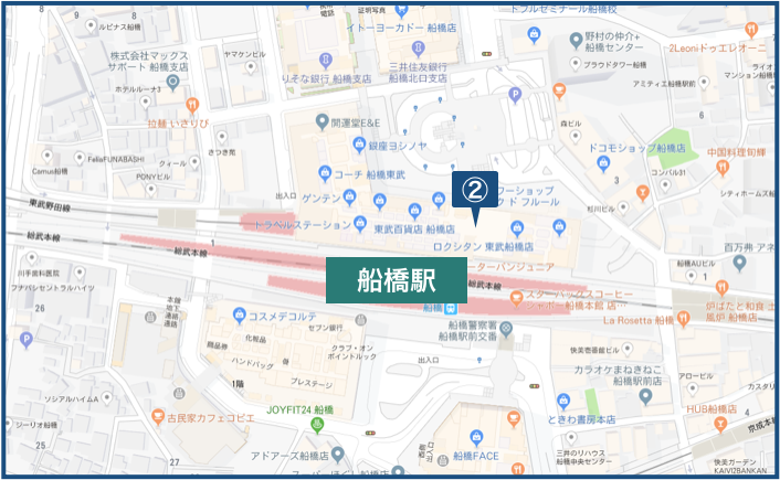 船橋駅周辺の地図