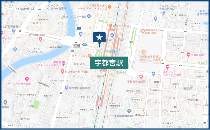 宇都宮駅周辺の地図