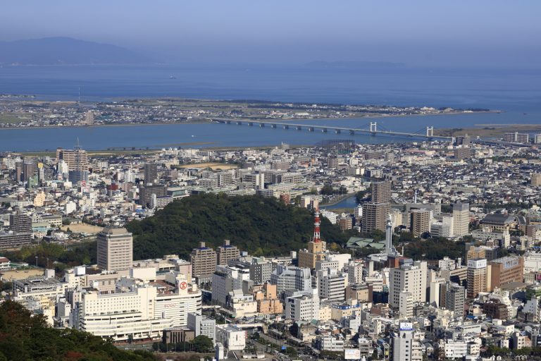 眉山山頂からの眺める徳島市