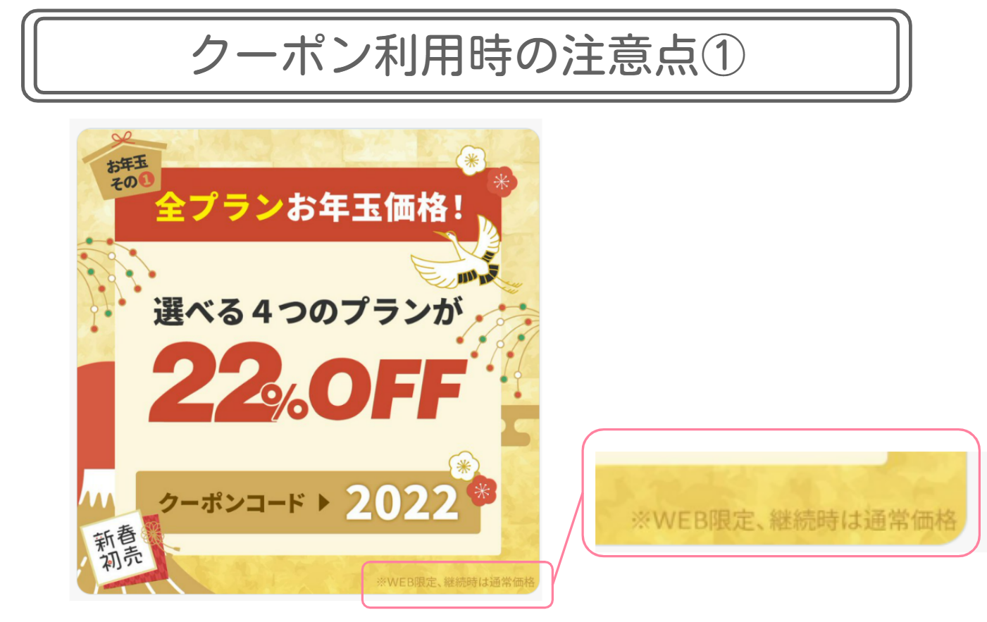 クーポン利用はweb版のみ