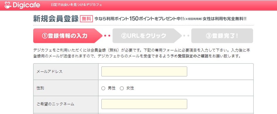 デジカフェ 登録画面