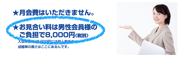 仲人協会の男性のお見合い費